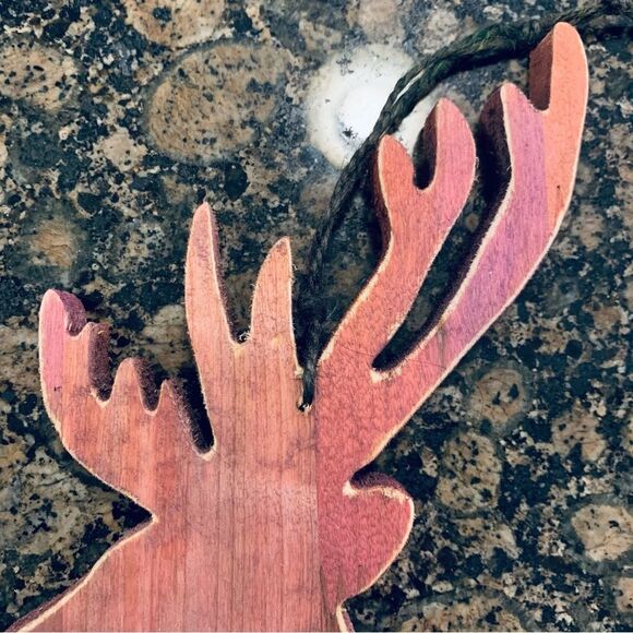 Rustic Wooden Deer Antlers Christmas Ornament or Gift Topper - Picture 3 of 6